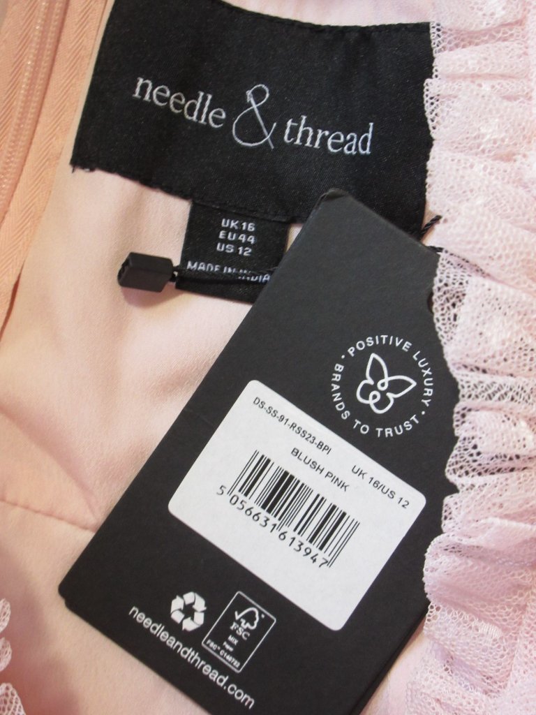 Nwt Needle & Thread Verity In Blush Pink Tulle Ruffle V-Neck Micro Mini Dress 12 — image 8 of 8